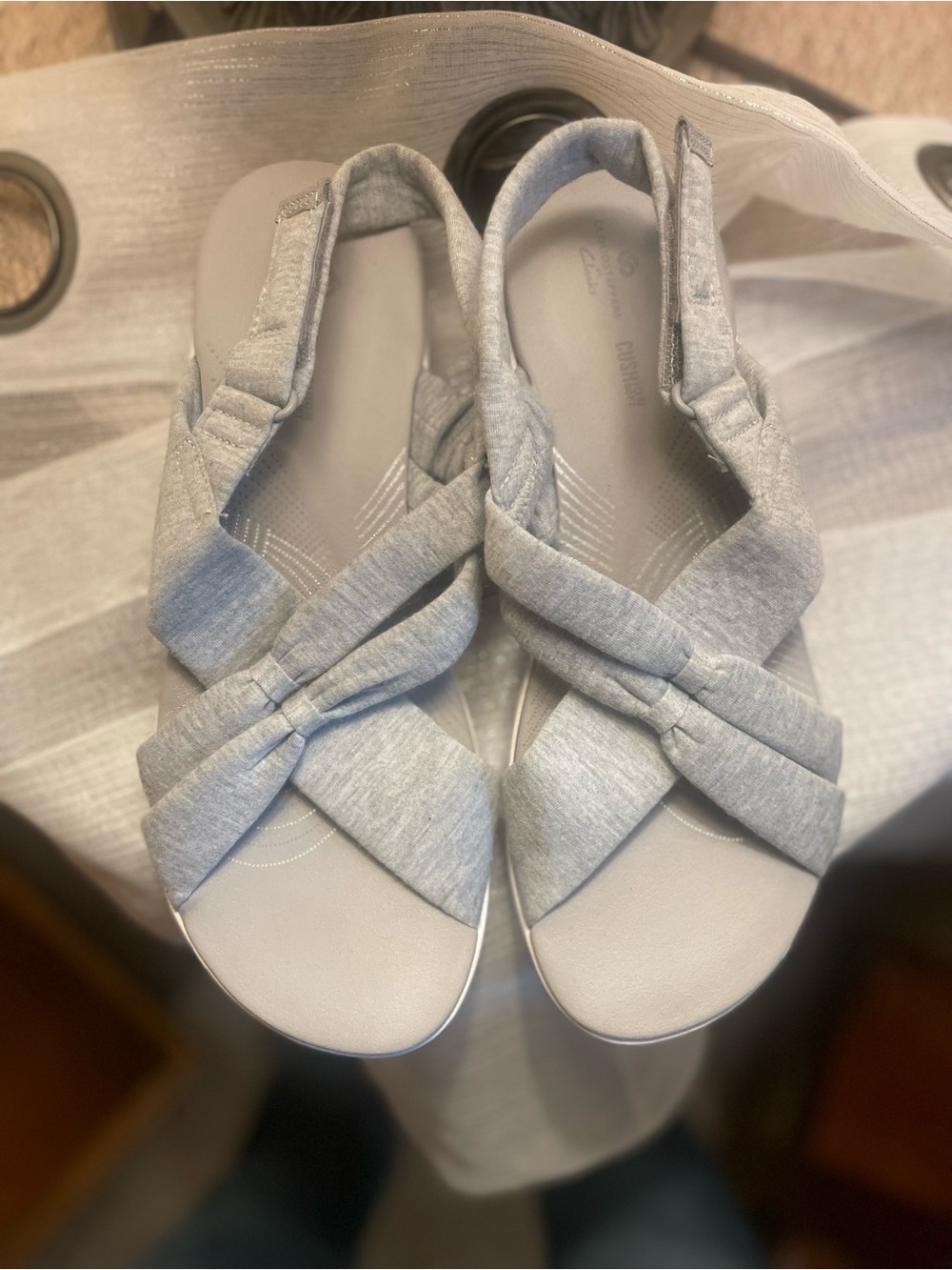 Clarks Light Grey Crisscross Slingback Sandals